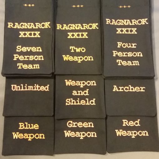 Embroidered Ragnarok xxix tournament belt flags