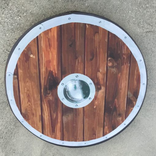 Realistic Wooden Shield with metal edge