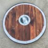 Realistic Wooden Shield with metal edge