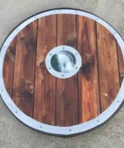Realistic Wooden Shield with metal edge