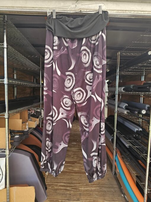 Black Swirl 100% Polyester Stretch Harem Pants Size XL-XXL