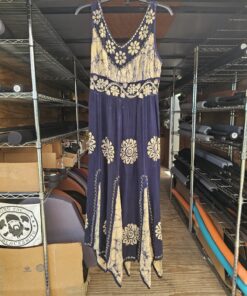 Sleeveless Blue and Cream Flower Dress Size Medium