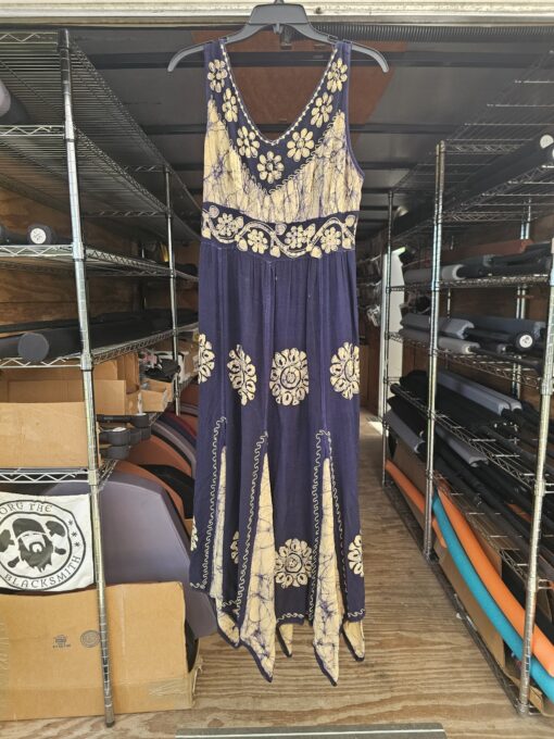 Sleeveless Blue and Cream Flower Dress Size Medium